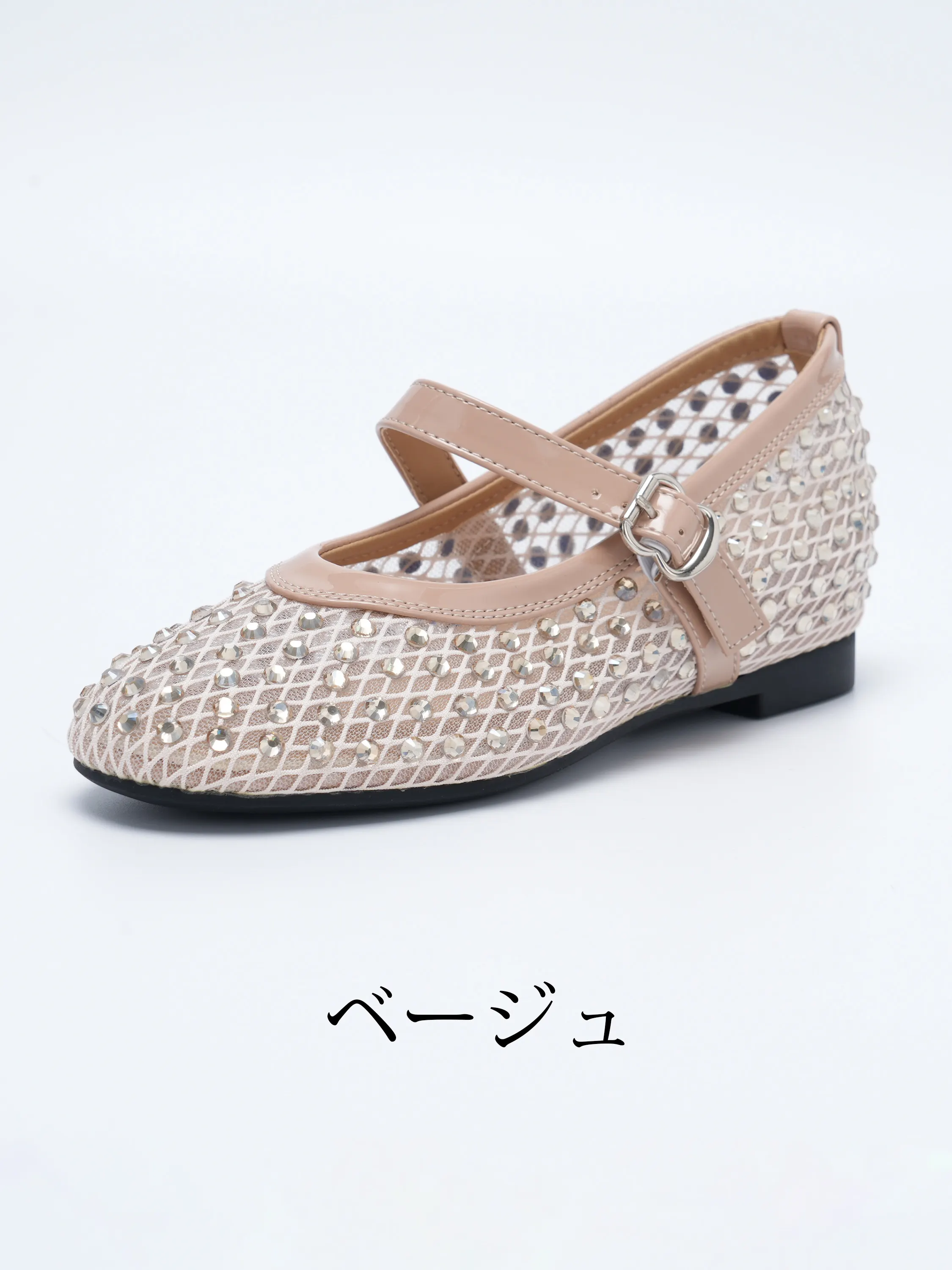 華やかビジュー 5cm美脚メッシュメリージェーン