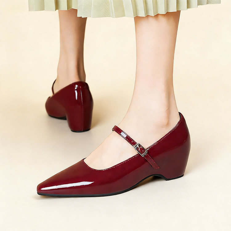 Vカット ウェッジソール美脚メリージェーン