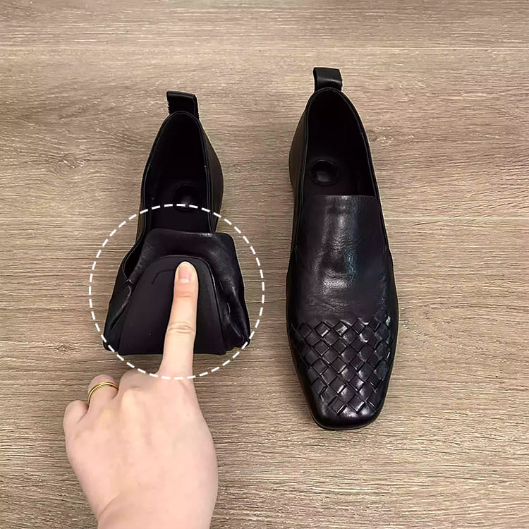 KENPOGEN スクエアトゥパンプス 編み込み 2cmヒール ぺたんこ靴 走れる 痛くない 歩きやすい オフィス お仕事