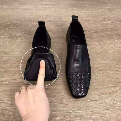 KENPOGEN スクエアトゥパンプス 編み込み 2cmヒール ぺたんこ靴 走れる 痛くない 歩きやすい オフィス お仕事