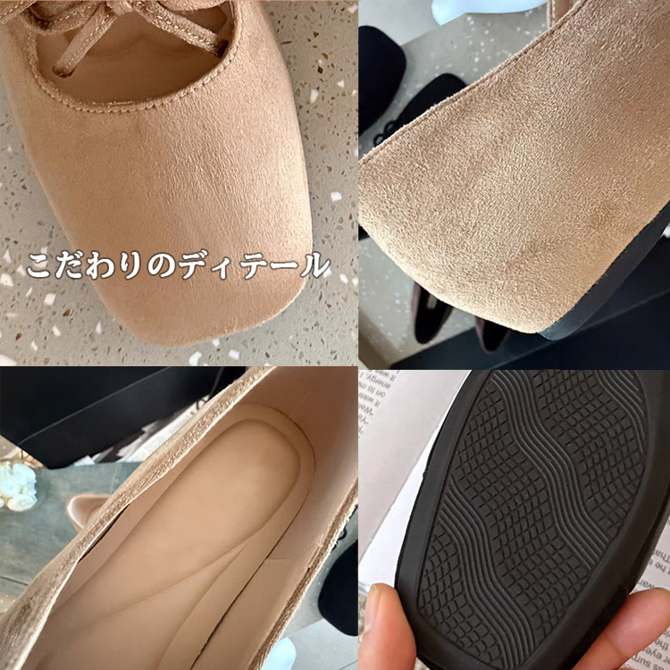 幅広4E パンプス スクエアトゥ ダブルリボン 甲高 大きいサイズ