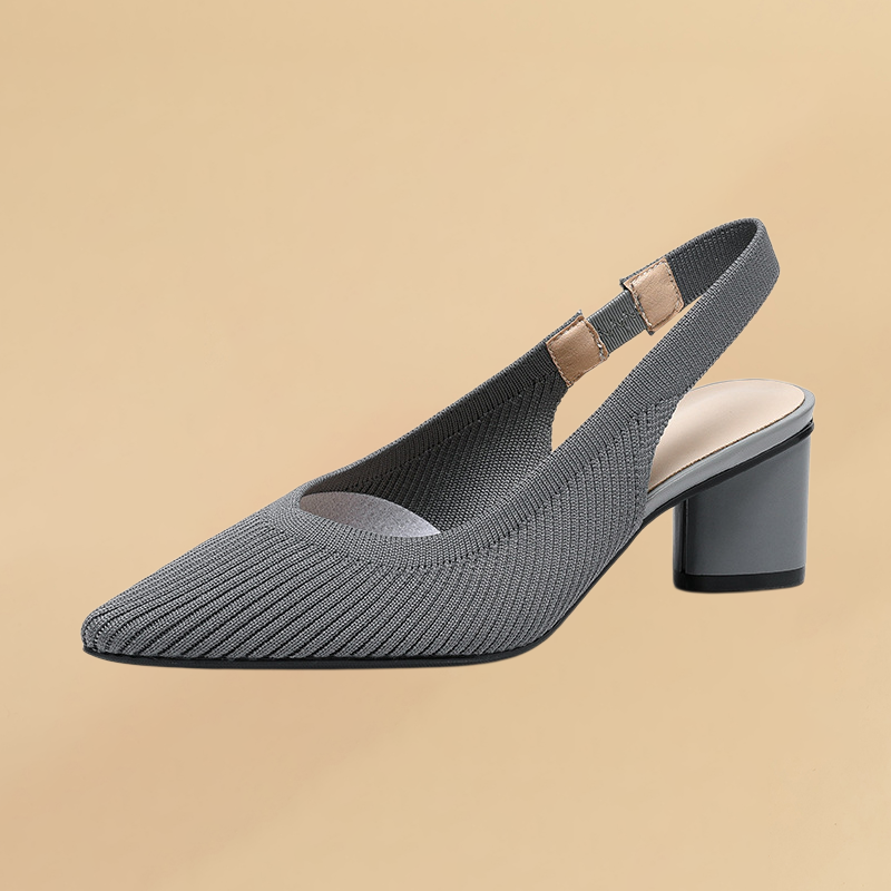 KENPOGEN メッシュサンダル ポインテッドトゥパンプス 5cmUP バックストラップ 歩きやすい