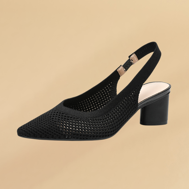 KENPOGEN メッシュサンダル ポインテッドトゥパンプス 5cmUP バックストラップ 歩きやすい