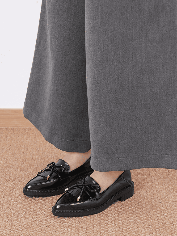 フリンジリボン 3.5cm美脚ローファー