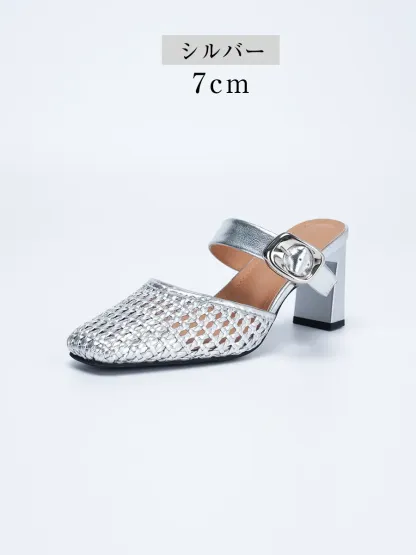 きれいめ編み込みミュール