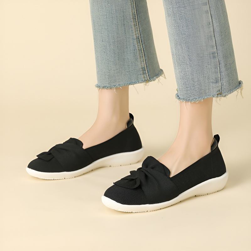 リボンデザイン 軽量ニットコンフォートシューズ