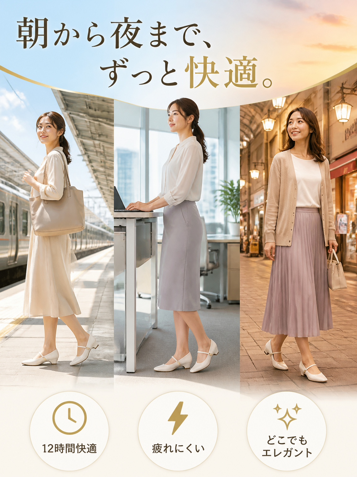 【走れるパンプス】KENPOGEN メリージェーン靴 レディース ストラップパンプス 3.5cmUP エナメル 柔らかい 疲れにくい 脱げない 通勤 オフィスカジュアル