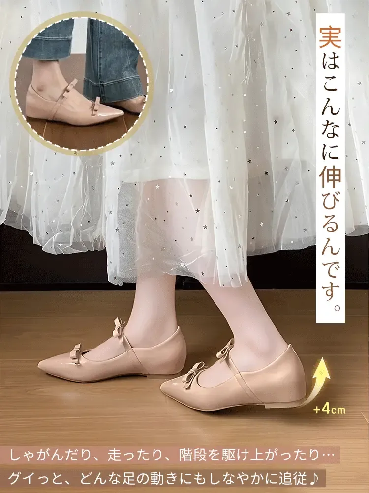 KENPOGEN ダブルリボンストラップ美脚パンプス｜5cmインヒール×エナメルの可愛さと安定感を両立