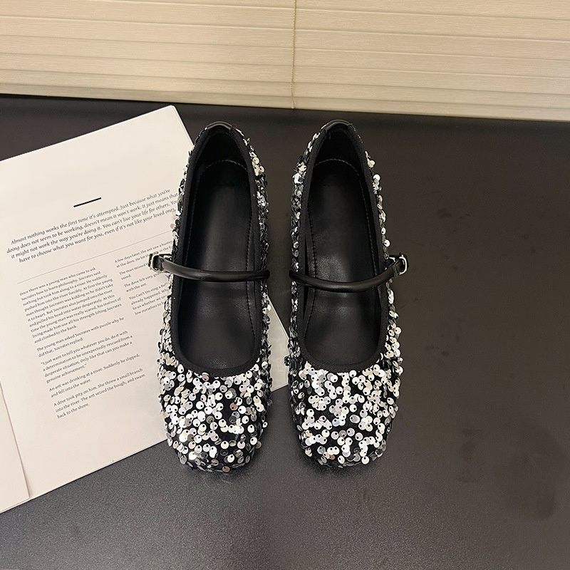 グリッターツイード インヒール内蔵メリージェーン