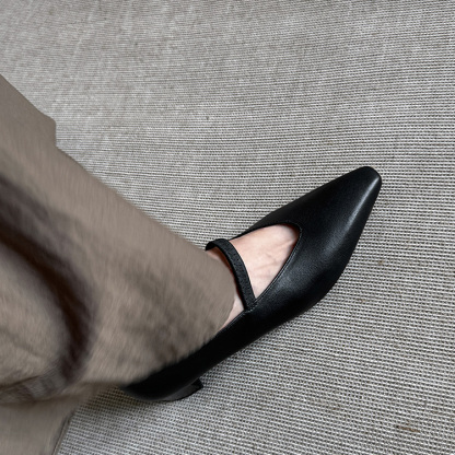 ブロックヒール Vカットメリージェーン