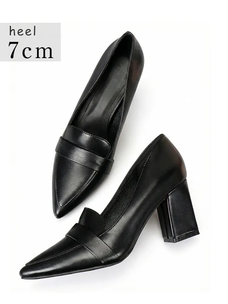 チャンキーヒールローファー