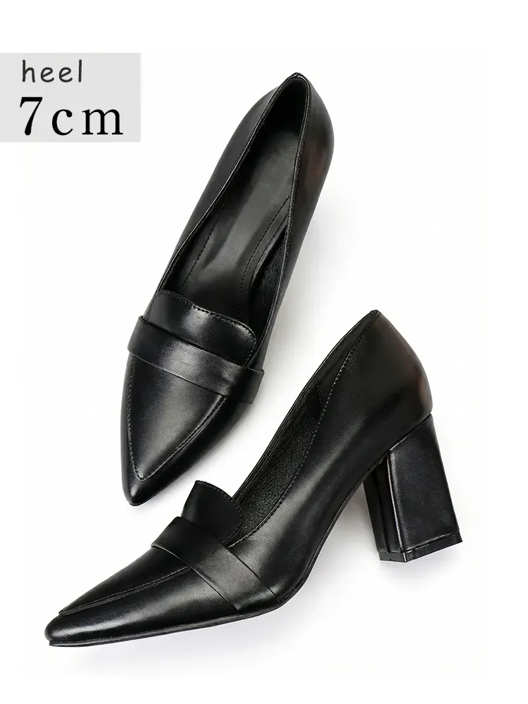 チャンキーヒールローファー