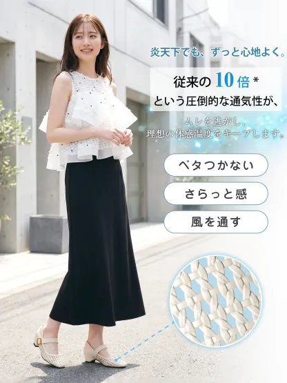 夏も快適！通気性抜群のメッシュ編みマリージェーン ベージュ きちんと通勤 涼しいオフィスコーデ