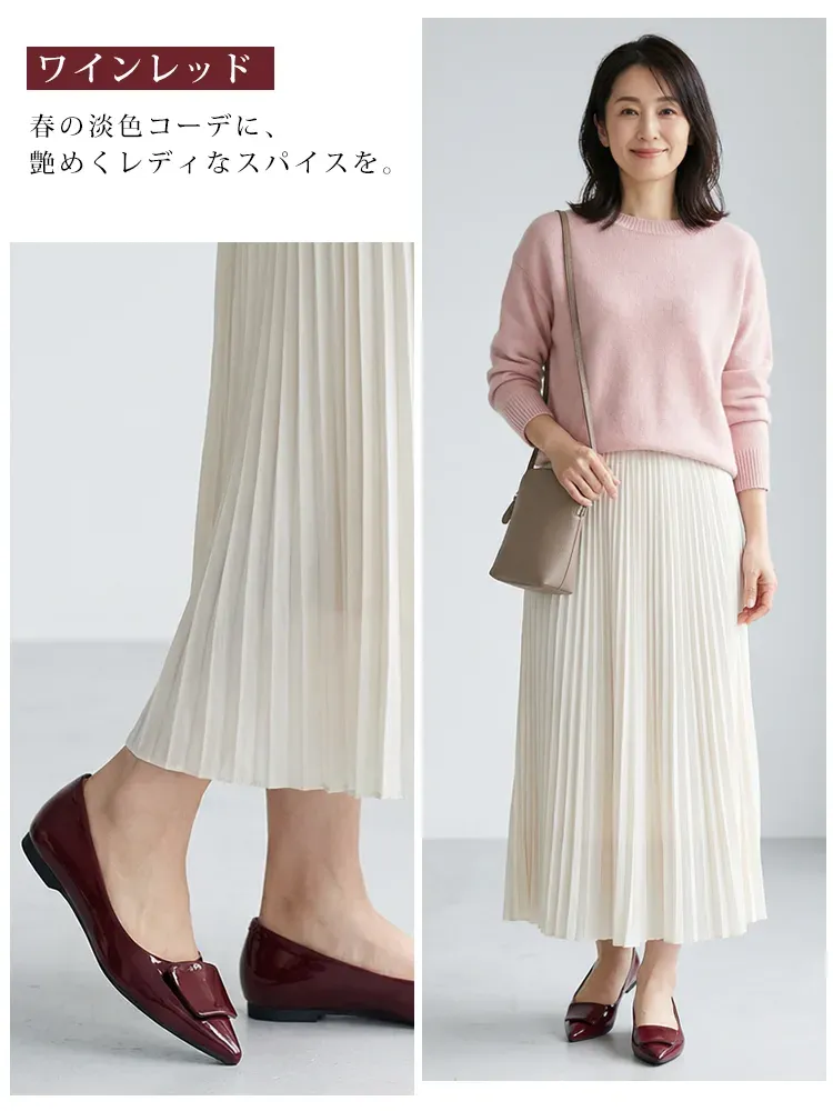 【上品な艶めき】KENPOGEN エナメルパンプス ポインテッドトゥ インヒール 4cmUP 痛くない 走れる 晴雨兼用 通勤 オフィス