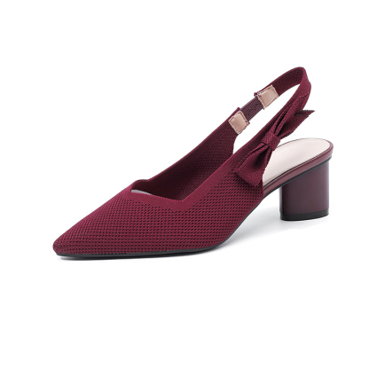 ポインテッドトゥ バックストラップニットパンプス