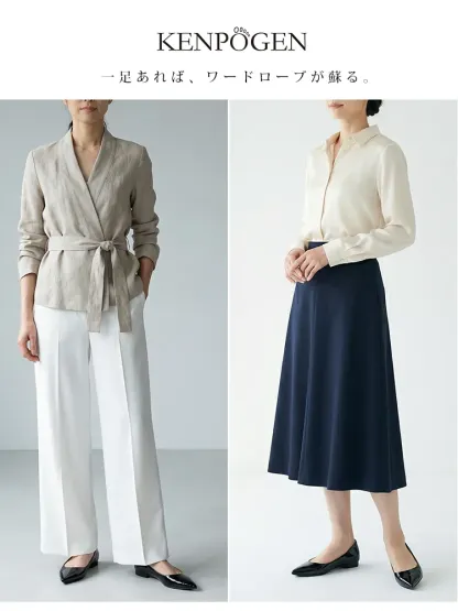 オフィスカジュアル 靴 レディース きれいめ パンプス 着回し コーデ 40代 ファッション ワイドパンツ フレアスカート 通勤 春夏 秋 上品