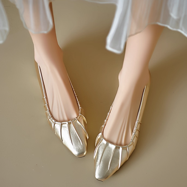 小さいサイズ インヒールギャザーパンプス 4cmUP 柔らか 晴雨兼用