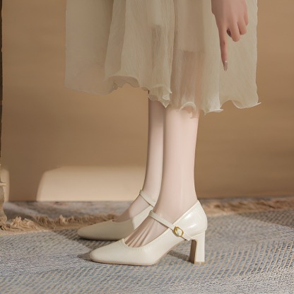 チャンキーヒール美脚パンプス