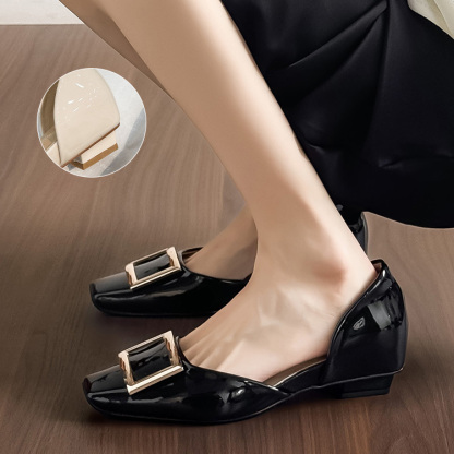 スクエアバックル サイドオープンパンプス