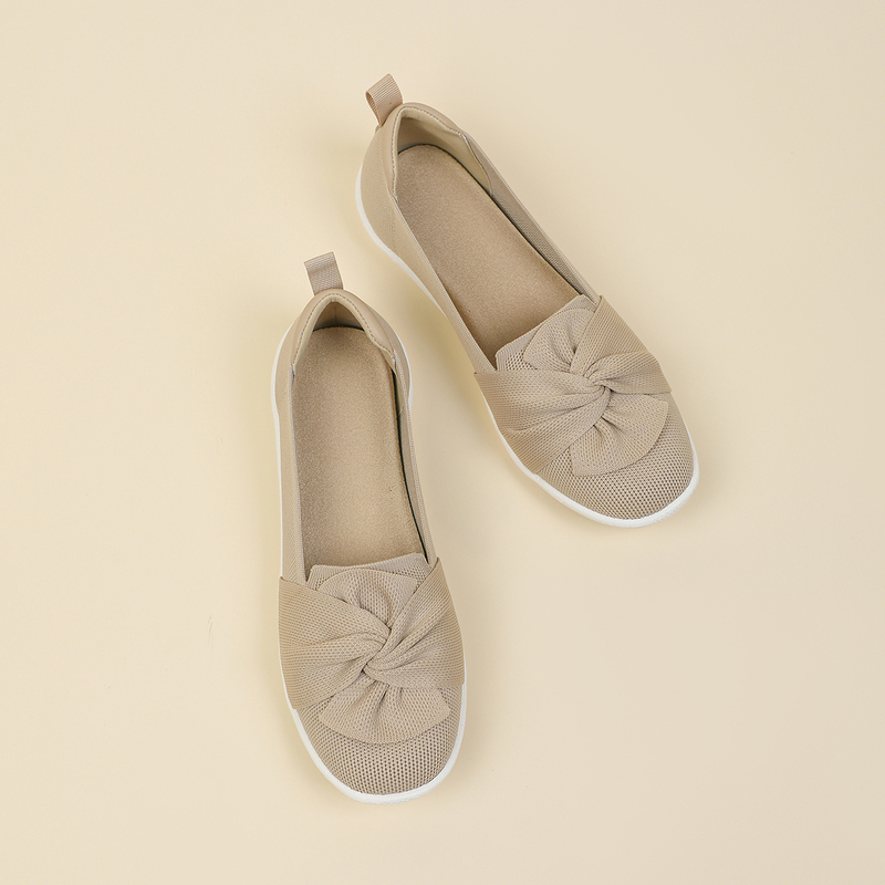 リボンデザイン 軽量ニットコンフォートシューズ