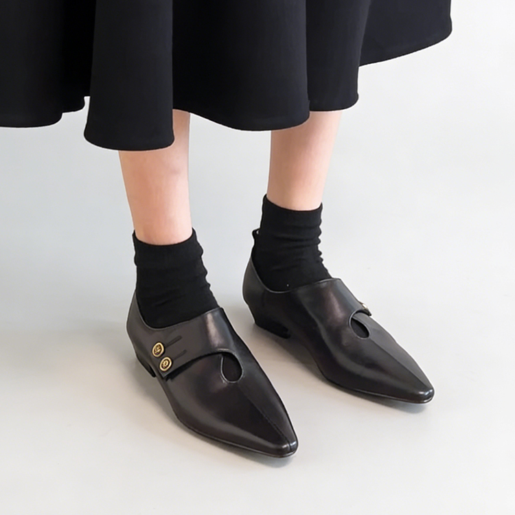 JL-KENアシンメトリー クロスストラップローファー