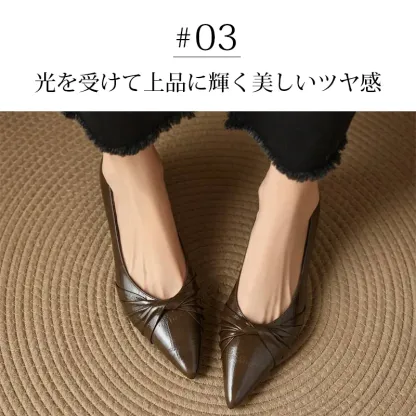 KENPOGEN 牛革パンプス ポインテッドトゥシューズ 4.5cmUP リボン 手作り 疲れにくい 通勤