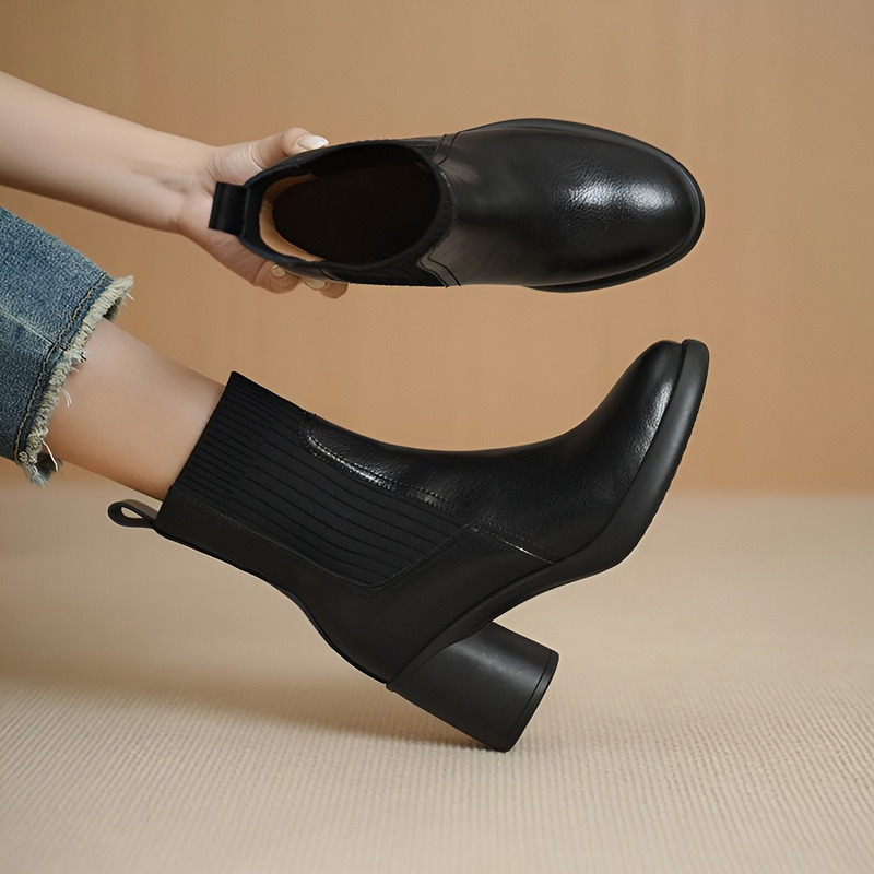 厚底チャンキーヒール サイドゴアブーツ