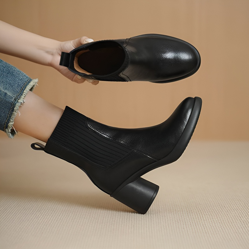 厚底チャンキーヒール サイドゴアブーツ