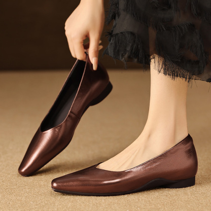 メタリック Vカット ウェッジソールパンプス