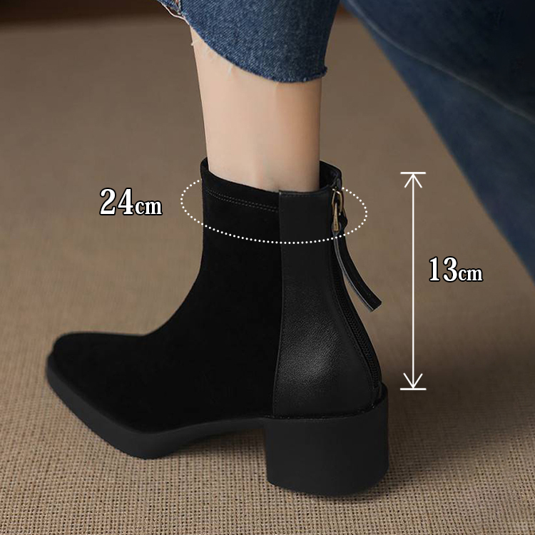 バックジップ スエード調ショートブーツ