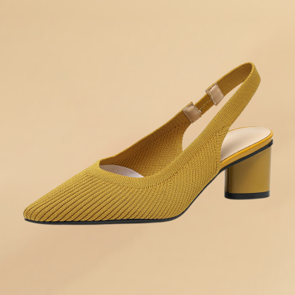 KENPOGEN メッシュサンダル ポインテッドトゥパンプス 5cmUP バックストラップ 歩きやすい