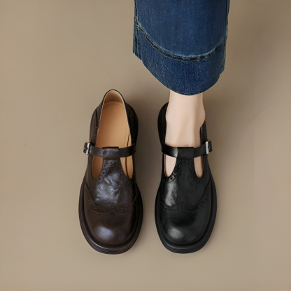 メダリオン Tストラップローファー