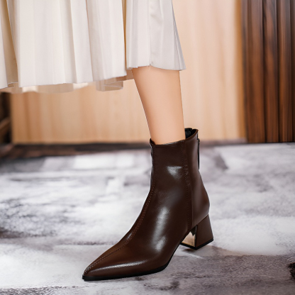 暖か裏起毛 ポインテッドトゥショートブーツ