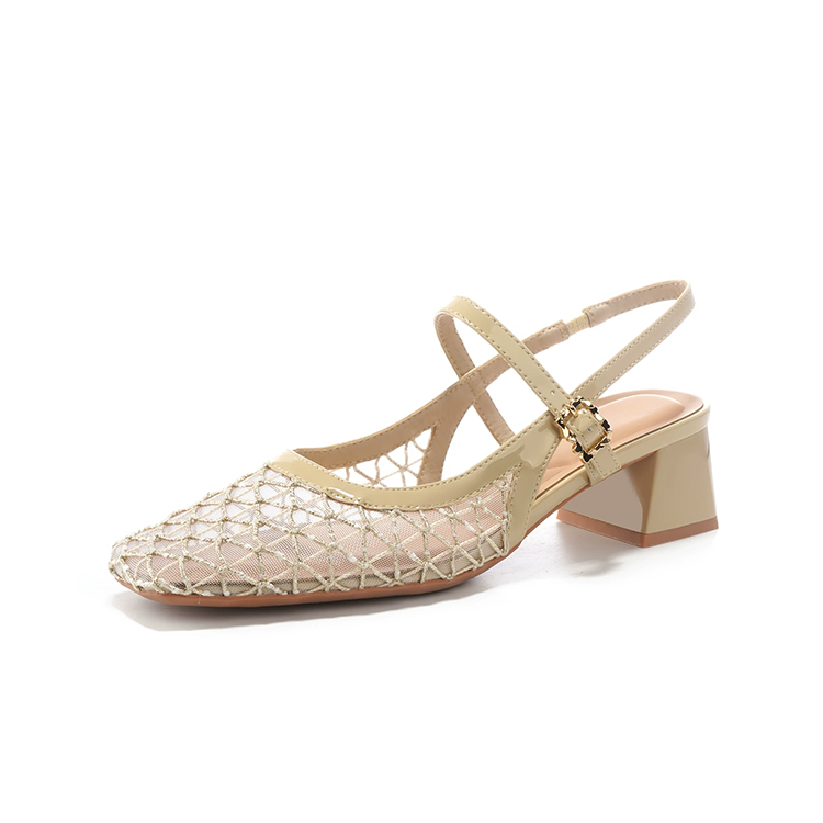 幾何学チュール ストラップパンプス