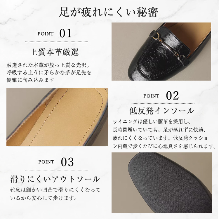 KENPOGEN ビットローファー 牛革 手作り スクエアトゥ 3.5cmチャンキーヒール 疲れにくい 通勤