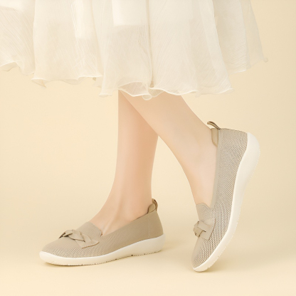 リボンモチーフ ニットウェッジローファー