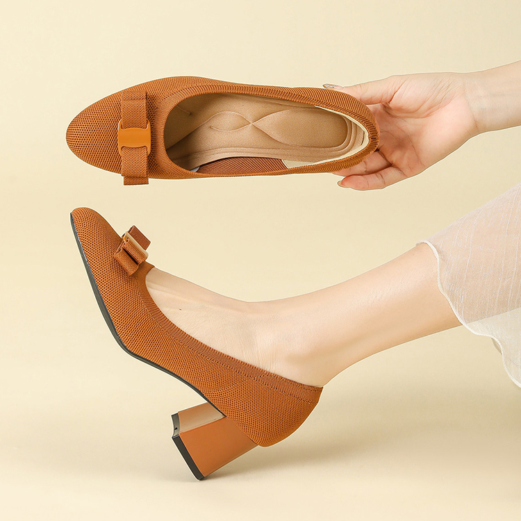 リボンモチーフ 美脚ニットパンプス