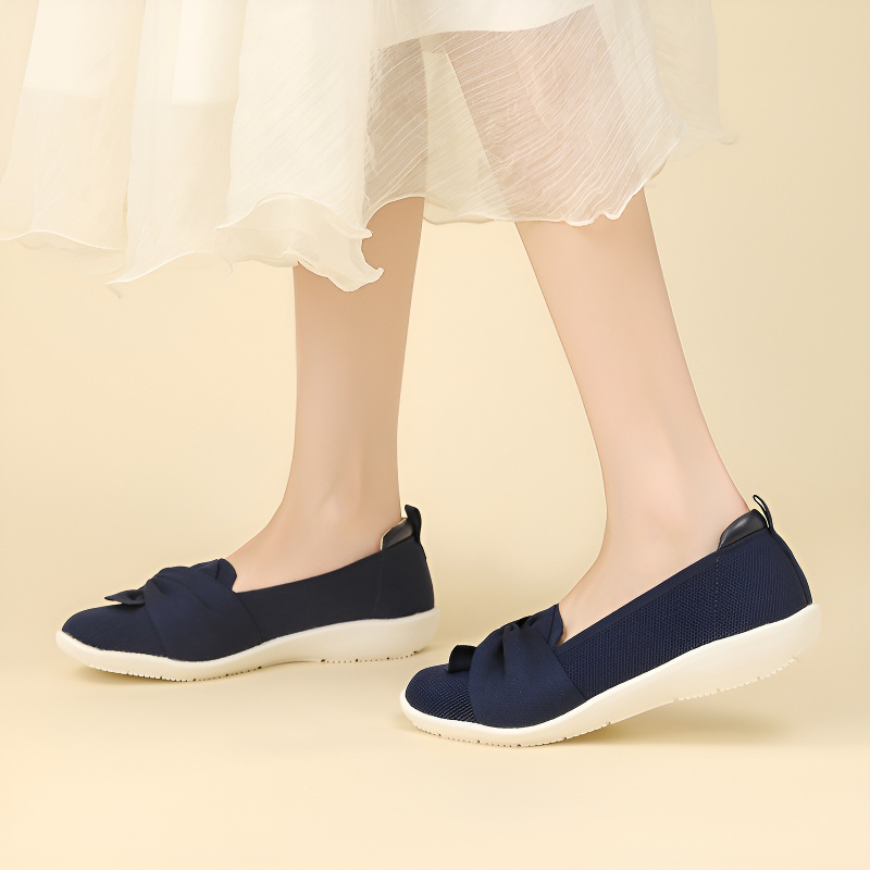 リボンデザイン 軽量ニットコンフォートシューズ