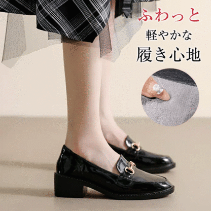 KENPOGEN ビットローファー チャンキーヒール 3cm・4.5cmUP エナメル マット 歩きやすい 痛くない 通勤