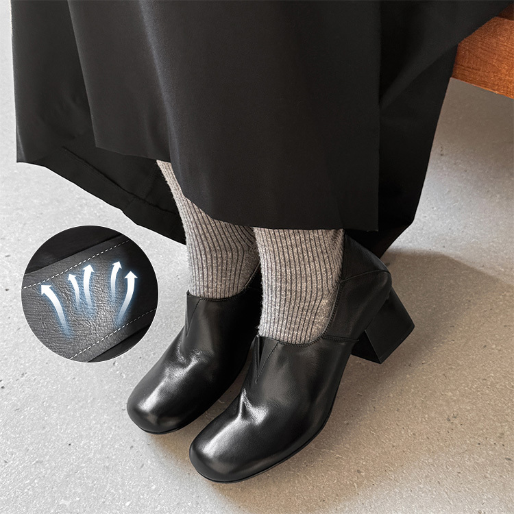 クラシカル チャンキーヒール トゥアップローファー