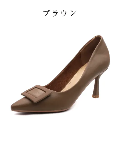KENPOGEN ブラウン ハイヒール ポインテッドトゥ 7cmUP 