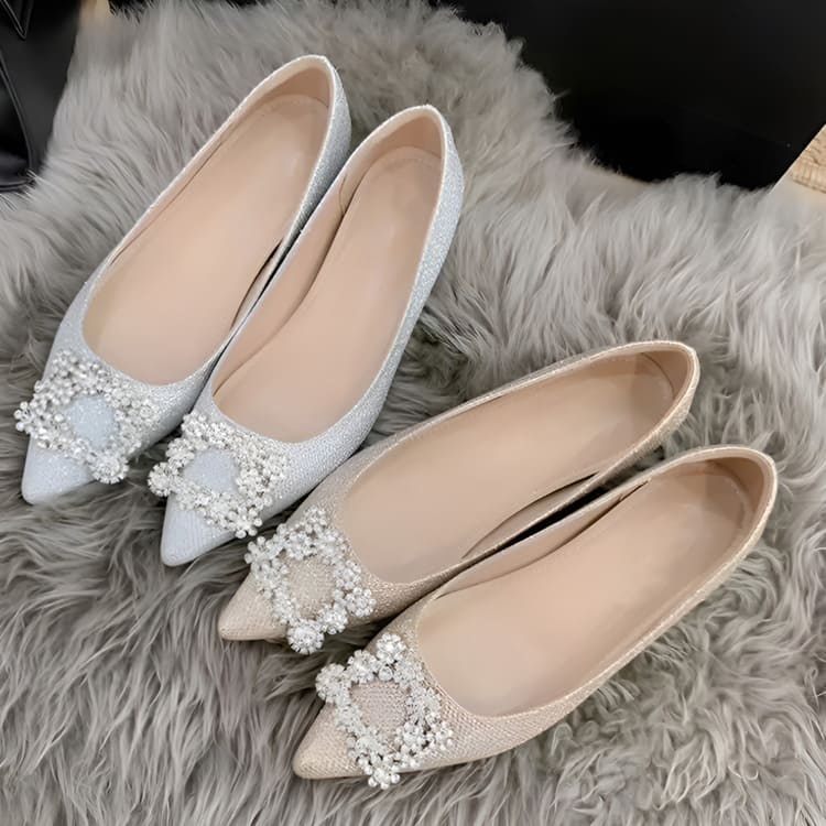 ビジューバックル 美脚グリッターパンプス