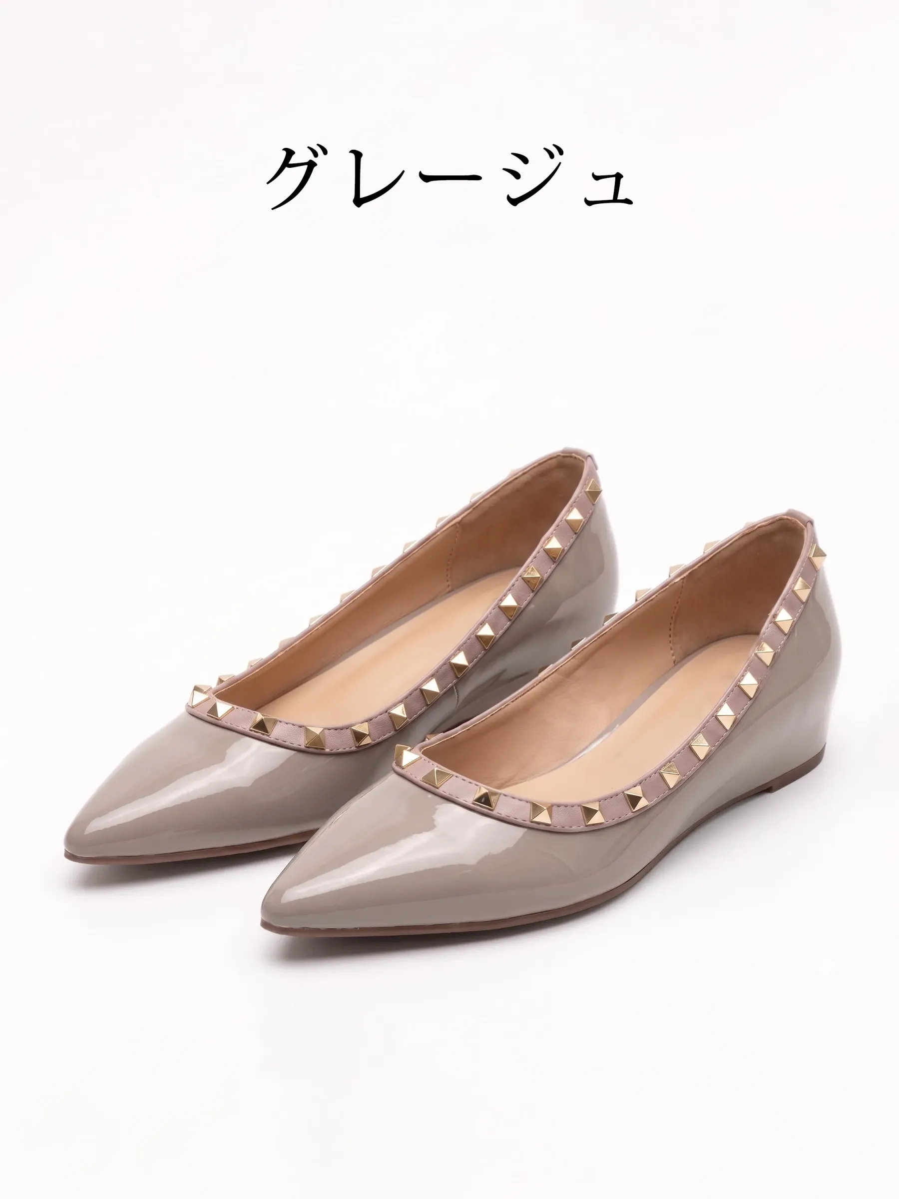 【ロングセラー】KENPOGEN エナメルパンプス スタッズ 5cmUP インヒール 履きやすい 痛くない おしゃれ 通勤 