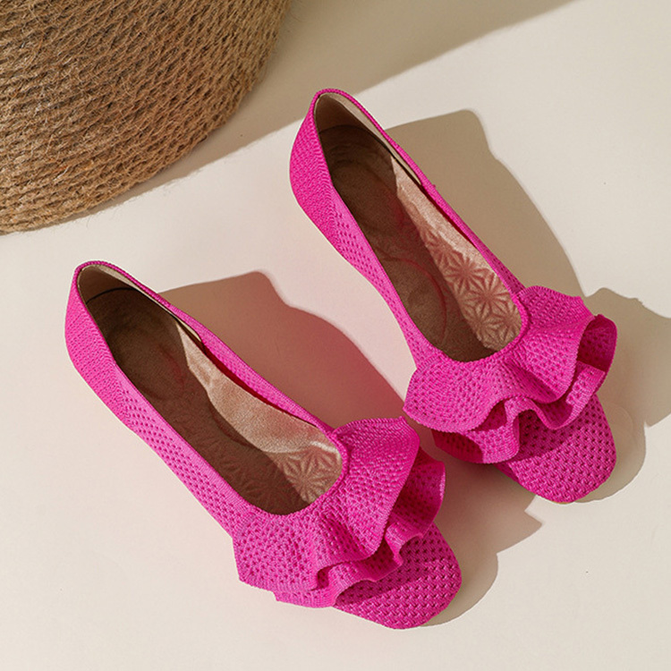 大胆フリル スクエアトゥニットパンプス