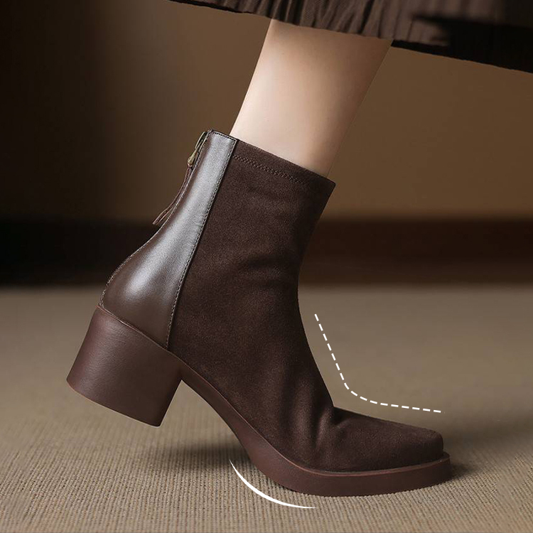 バックジップ スエード調ショートブーツ