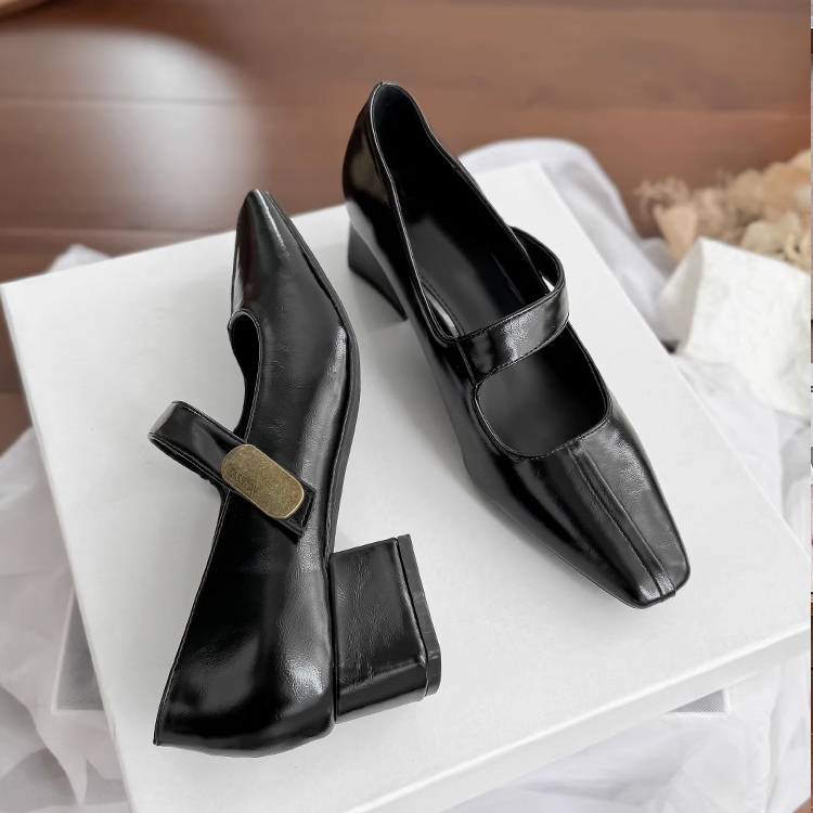 KENPOGEN メリージェーン 7cmUP インヒール ブラック 通勤 定番カラー