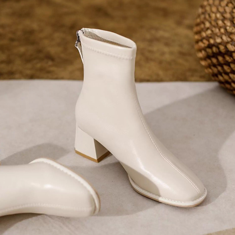 KENPOGEN 幅広4Eストレッチブーツ スクエアトゥ 5.5cm・7cmチャンキーヒール 柔らかい 着脱しやすい 秋冬 通勤