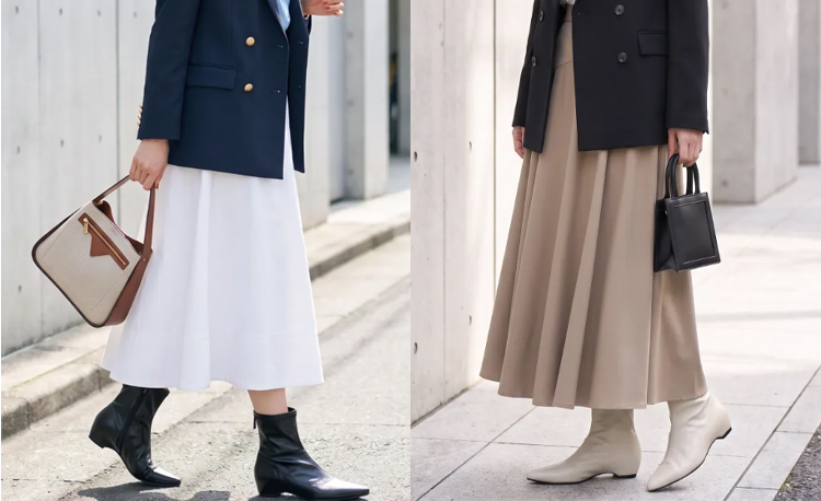 グラつきにくい安定感のチャンキーヒールショートブーツ