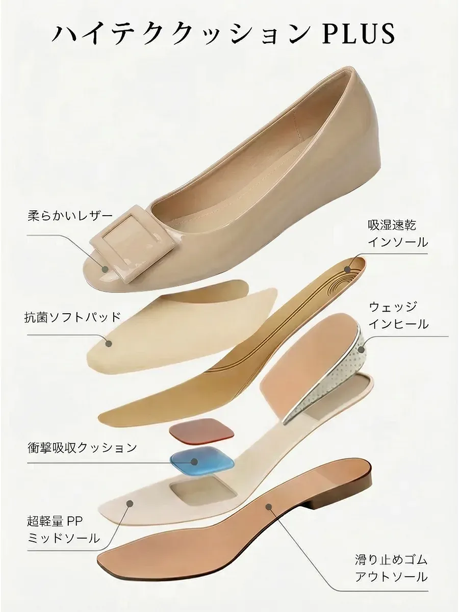 KENPOGEN インヒールパンプス 5層構造のハイテククッション 衝撃吸収インソールで疲れにくい設計