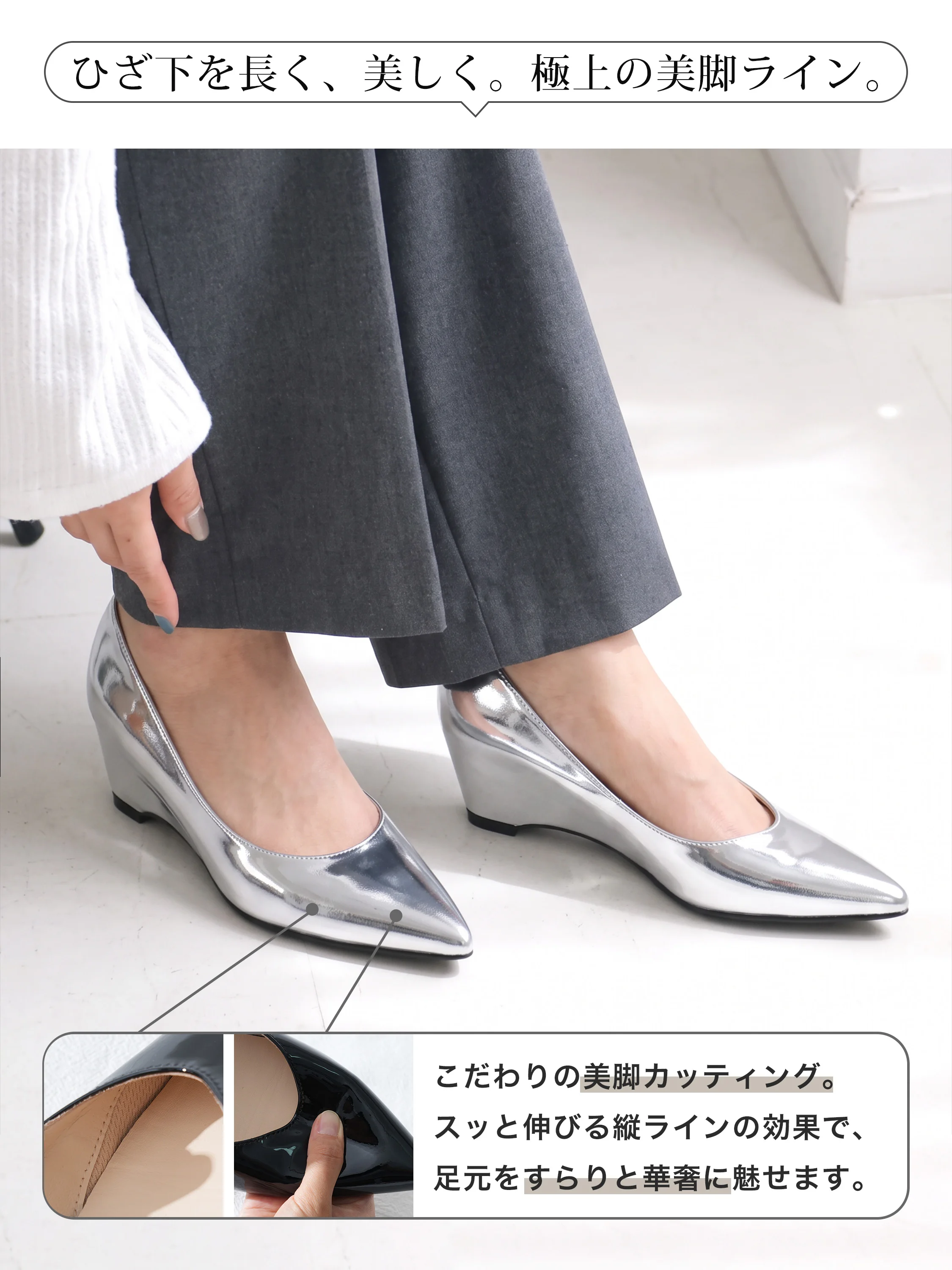 【撥水シープスキン】KENPOGEN  本革インヒールパンプス レディース つま先保護クッション 選べるヒール高 3.5cm 5.5cm エナメル 美脚効果 走れる 通勤 フォーマル